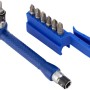 Set cacciavite angolare LUX, 8 pezzi, con manico blu e portainserti per cacciaviti.