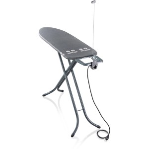 Asse da stiro Leifheit Air Board M Black Plus antracite con ripiano per ferro da stiro e portacavo.