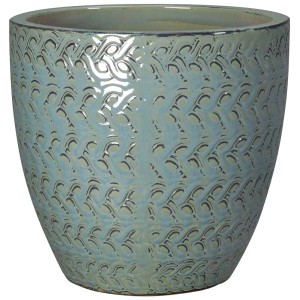 Vaso da fiori in terracotta blu con motivo per interni ed esterni.