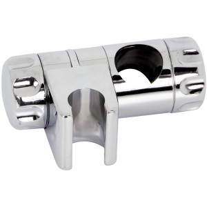 Supporto regolabile cromato per asta doccia e doccetta.