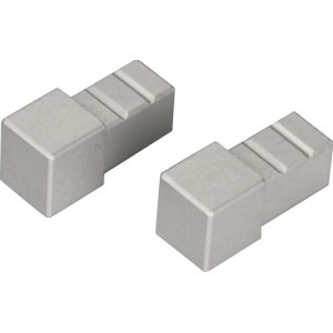 Set da 2 profili terminali angolari quadrati, alluminio anodizzato, argento opaco, per profili per piastrelle da 10 mm.