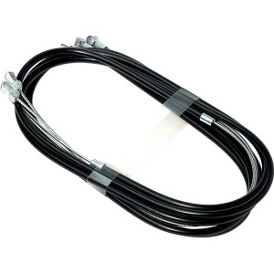 Cavi/funi neri per riparazione e sostituzione, raggruppati con nastro adesivo trasparente.