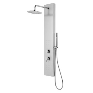 Pannello doccia in pvc con miscelatore kiara silver grigio