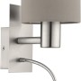 Lampada da parete a LED Eglo Maserlo nickel-taupe con paralume in tessuto e braccio lettura flessibile.