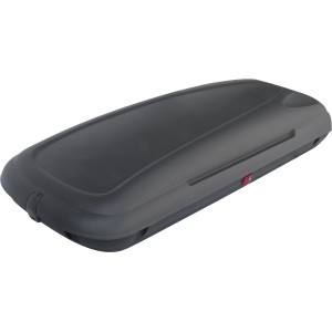 Box da tetto grigio scuro per trasporto auto, accessori per viaggio e trasporto.