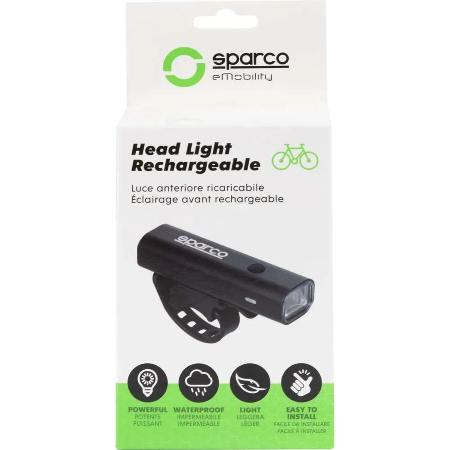 Luce bici ricaricabile Sparco per maggiore sicurezza in bicicletta.