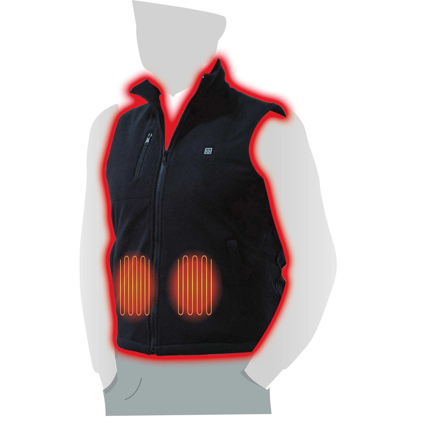 Gilet da lavoro nero t.b.t. con funzione riscaldante, ideale per le giornate fresche.