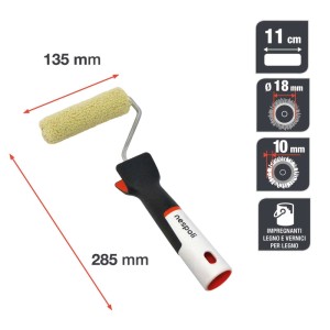Mini rullo per pittura Nespoli Soft Touch Teflon legno 11 cm