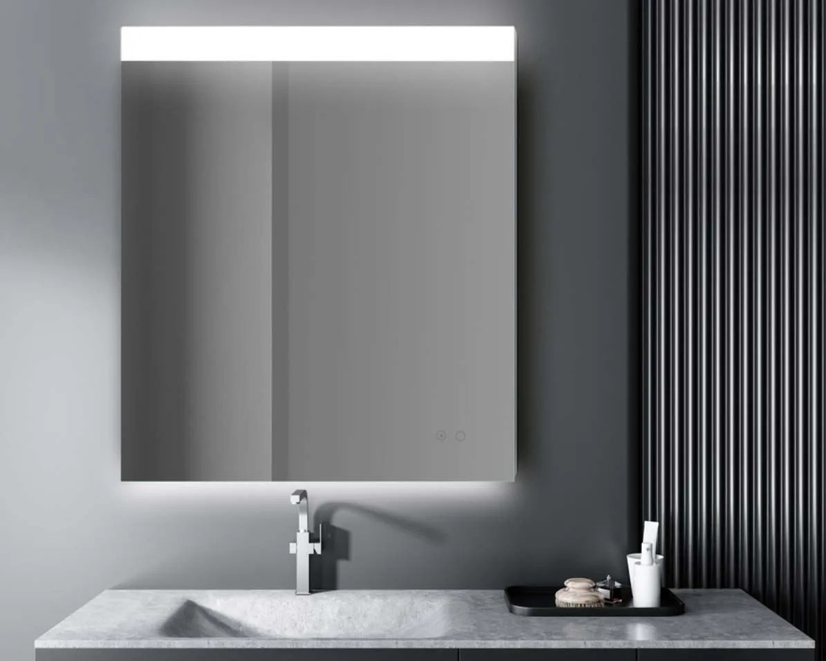 Armadietto per Medicinali 508 x 762 mm Armadietto per Medicinali con Specchio per Bagno con Anta a Specchio e Ripiani in Vetro Regolabili, Installazione a Incasso e a Parete, Telaio in