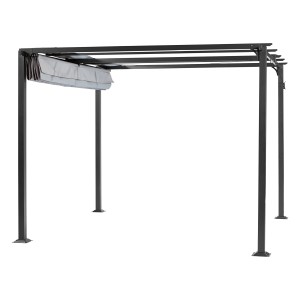 Gazebo Texhoma grigio 300x300 cm con tetto pieghevole. Elegante protezione solare per giardino o terrazza.