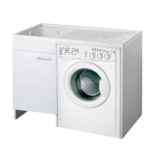 Mobile lavatoio bianco con lavatrice integrata. Lavatoi per lavanderia o bagno.