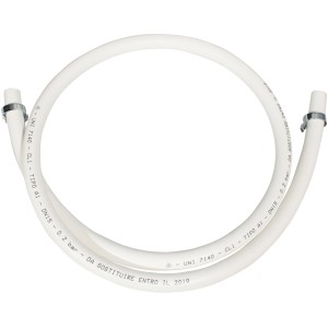 Tubo Tubi flex bianco con morsetti argentati.