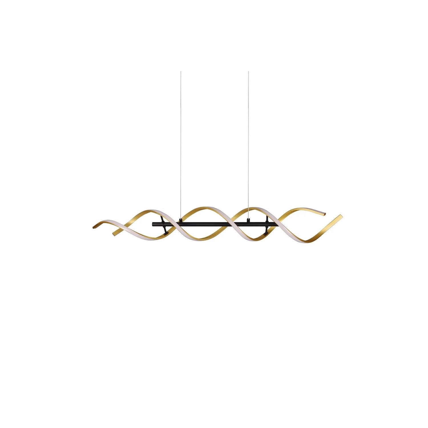 Lampada a sospensione a LED Trio Sequence color oro, 1 luce, design curvo, dimmerabile.