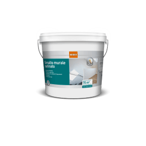 Secchio di OBI Seidenlatex Bianco, lucentezza seta, 10 l. Pittura lavabile per pareti sollecitate.