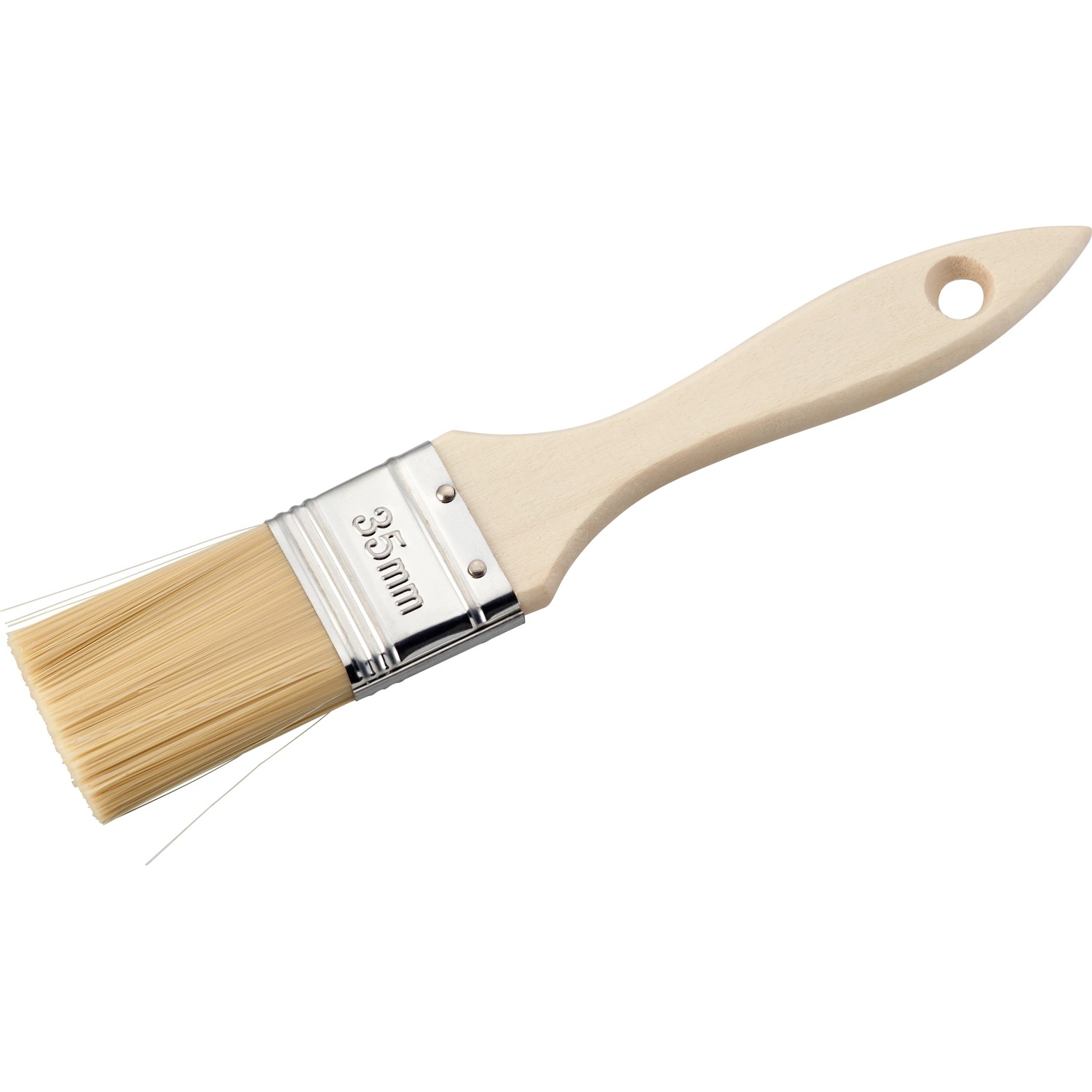 Pennello piatto 35 mm con setole naturali e manico in legno per verniciatura.