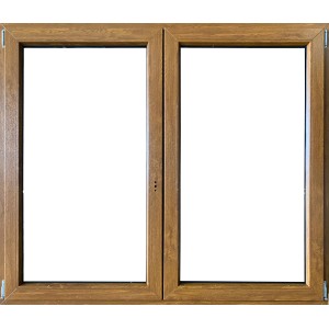 Finestra in PVC marrone a due ante per la tua casa.