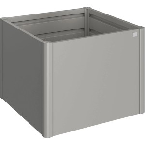 Aiuola rialzata Biohort in metallo, grigio quarzo metallizzato, 102x102x77cm. Aiuola piccola e quadrata per giardino e balcone.
