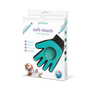 Confezione di un guanto per la cura del pelo di animali domestici per la rimozione dei peli.