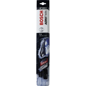 Spazzola tergicristallo Bosch Aerotwin AP340U nella confezione, lunghezza 340 mm.