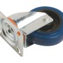 Rotella girevole con ruota elastica blu, Ø 100 mm, portata 150 kg.