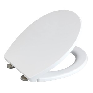 Sedile WC Ostuni Easy Close bianco in termoplastica con chiusura ammortizzata.