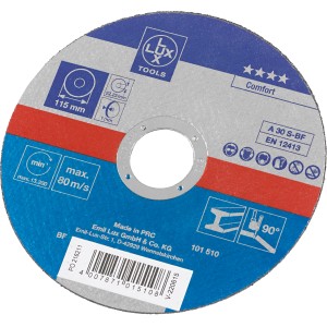 Disco da taglio LUX, diametro 115 mm, per smerigliatrici angolari. Extra sottile per tagli precisi.
