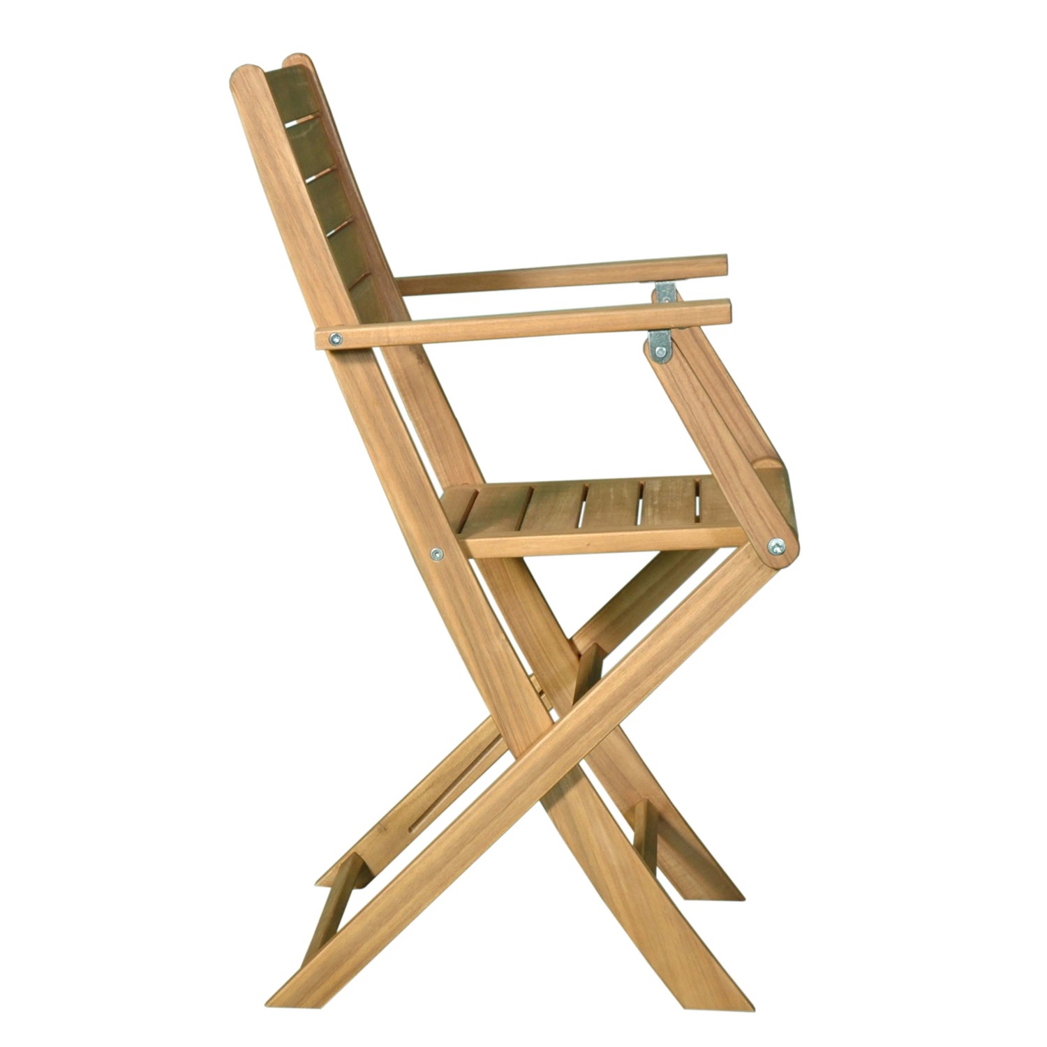 Sedia da giardino t.b.t. in legno, vista laterale.