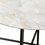 Dettaglio: Piano del tavolo effetto marmo del set balcone Takone nero 3 pezzi.