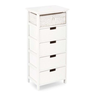 Cassettiera bianca t.b.t. con 4 cassetti e un cesto.