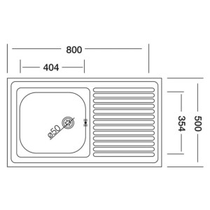 Lavello da appoggio 1 vasca sx 80 cm inox