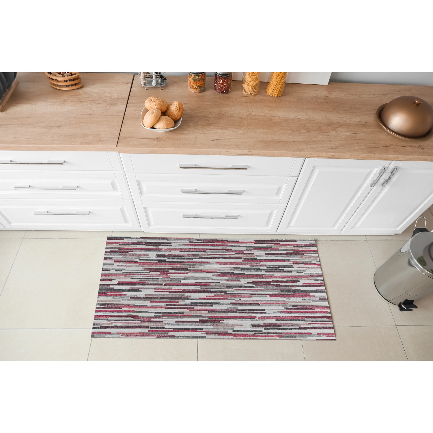 Tappeto cucina Dream Stripes rosso 50 x 70 cm