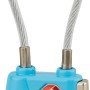 Lucchetto a combinazione t.b.t. blu con cavo in acciaio per bagagli.