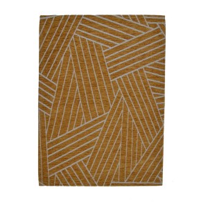 Tappeto t.b.t. Stuoie con motivo a linee astratte in oro e bianco.