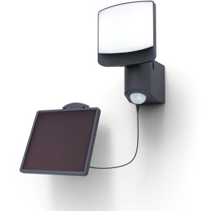 Lutec Sunshine applique solare a LED, luce da esterno antracite con sensore di movimento e pannello solare separato.