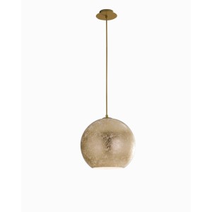 Lampada a sospensione a sfera dorata per un'illuminazione elegante della stanza.