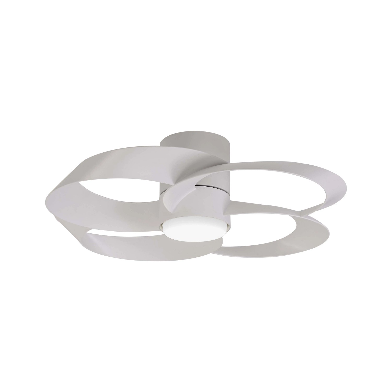 Ventilatore da soffitto grigio moderno con illuminazione a LED.