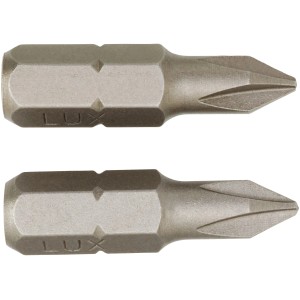 Due inserti per cacciavite LUX Standard a croce PH1, lunghezza 25 mm, per avvitare.