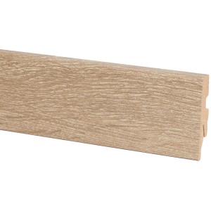 Battiscopa OBI effetto rovere, altezza 60 mm, per un facile montaggio a parete.