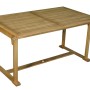 Tavolo da giardino rettangolare in legno, ideale per l'uso esterno.