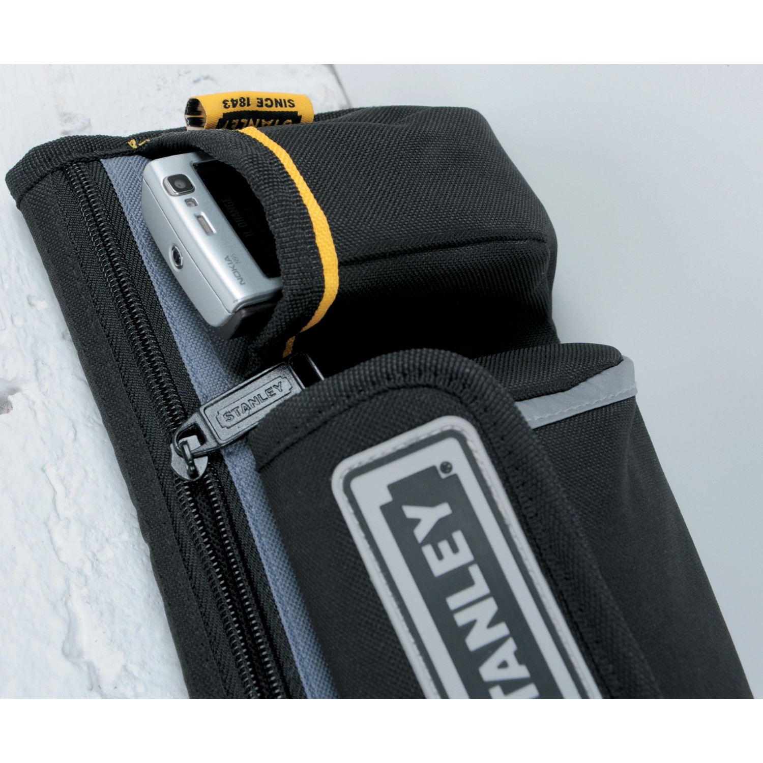 Stanley Mini marsupio da cintura 1-96-179, borsa da lavoro nera con zip e cellulare