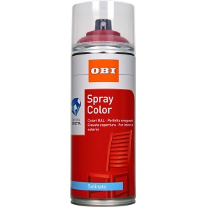 Bomboletta spray rossa OBI Spray Color, adatta per interni ed esterni.