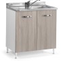 Mobile lavello Basi cucina con lavello in acciaio inox e rubinetto.