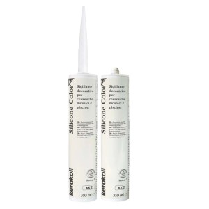 Due cartucce di Kerakoll Silicone Color, sigillante per ceramiche, mosaici e piscine.