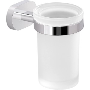 Portaspazzolini t.b.t. con supporto cromato e vetro satinato.