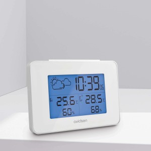 Stazione meteo Avidsen con display temperatura interna ed esterna per domotica.