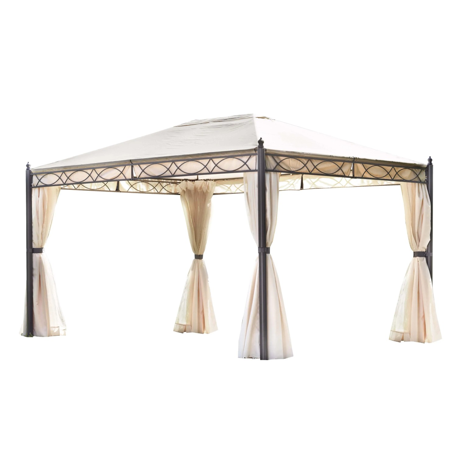 Gazebo t.b.t. con tende, ideale per giardino e terrazza.