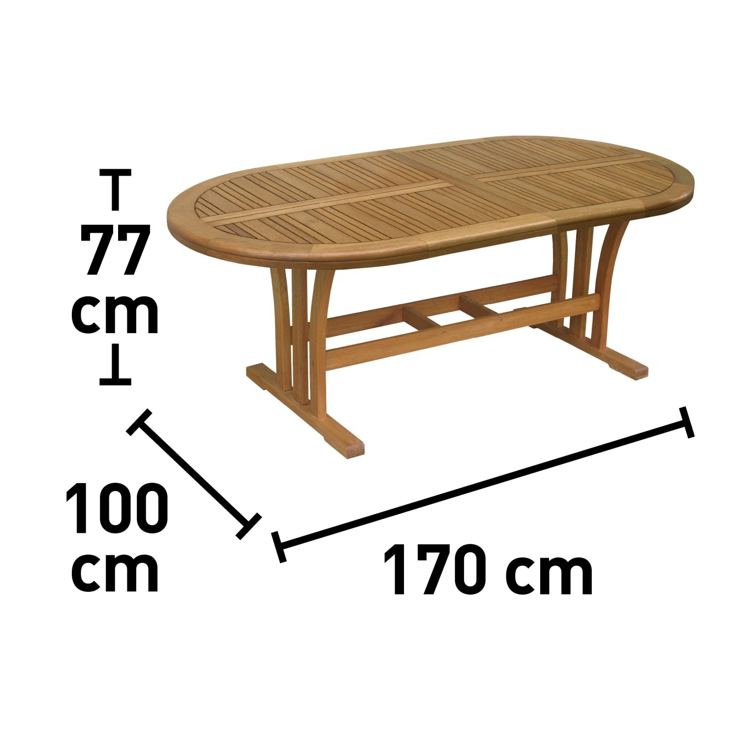Tavolo da giardino ovale allungabile Chelsea in eucalipto, estensibile da 170 cm. Ideale per giardino e patio.