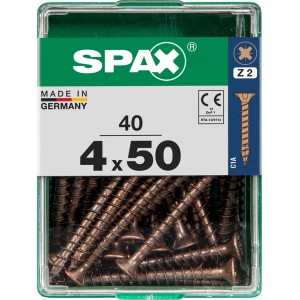 Viti per legno SPAX 4x50 mm in contenitore trasparente. Viti per legno.