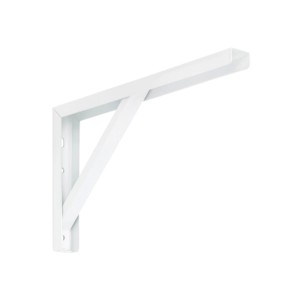Staffa per mensola bianca per montaggio a parete.