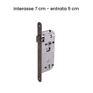 Serratura patent scrocco interasse 70 mm entrata 50 mm bronzata